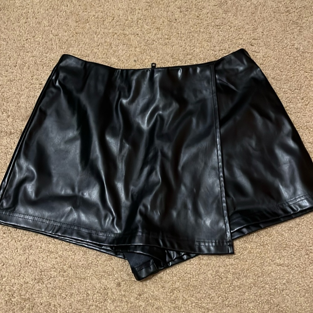 Black leather shorts